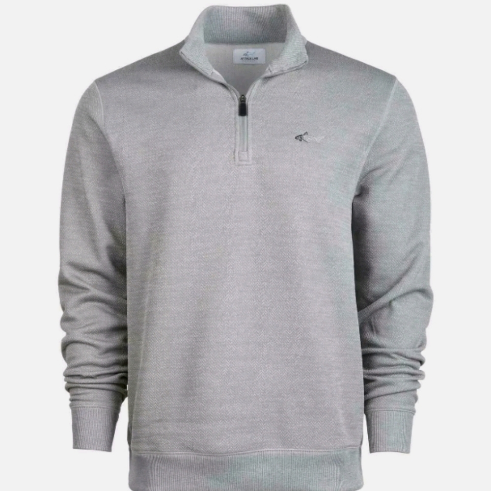 New Grey Norman Mens Sweater Gray 1/2 Ziper Hearri